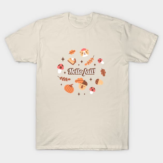 Hello Fall, Bubu and Moonch T-Shirt by Noristudio